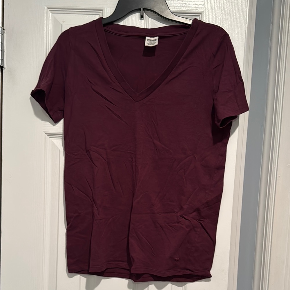 Victoria Secret PINK Women's V-Neck Burgundy Top